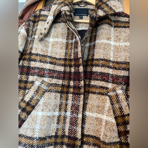 Banana Republic Oversized Balcamaan Jacket Neutral plaid. XXS but fits like XS/S - Picture 3 of 14
